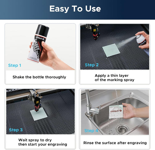 OMTech Laser Marking Spray for Stainless Steel — Black 13 oz or Copper Red 8 oz