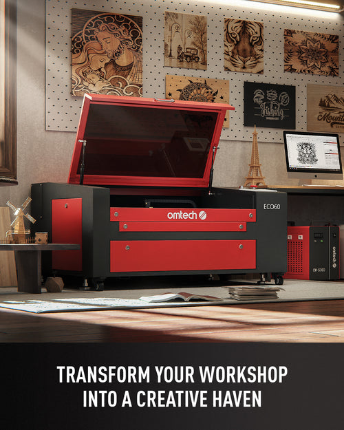 Pre-Owned OMTech 60W CO2 Laser Engraver, 24x16 Inch Laser Engraving Cutting Machine