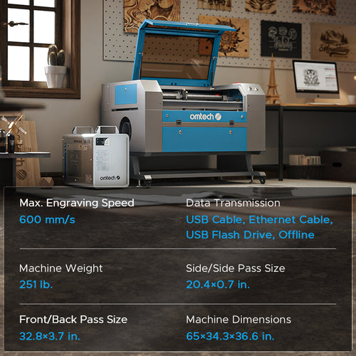 OMTech Maker MF2028-100 100W CO2 Laser Cutter and Engraver with 20
