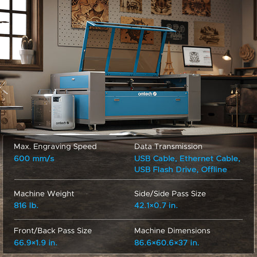 OMTech Maker AF4063-150 150W CO2 Laser Cutter and Engraver with 40