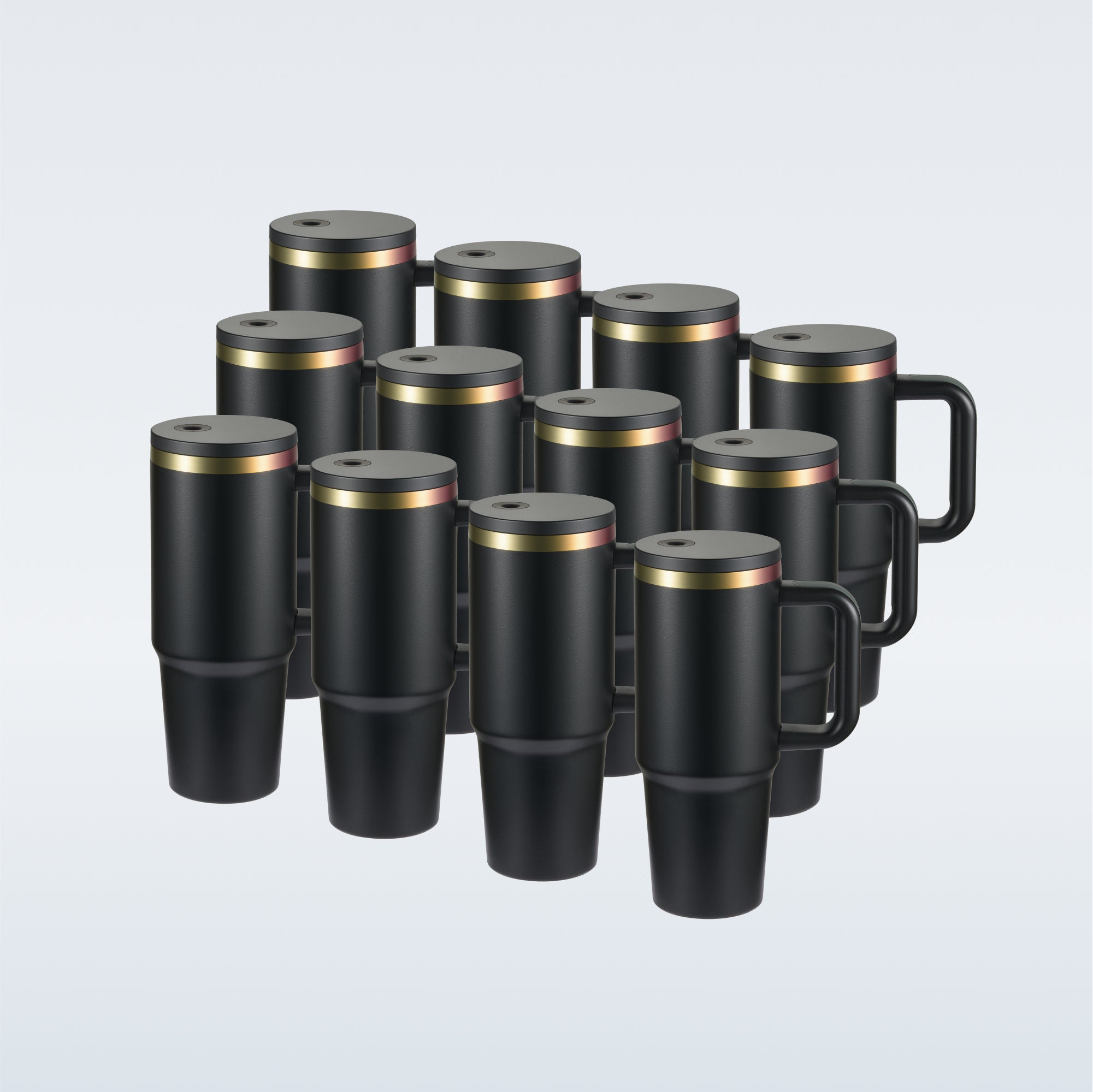 OMTech 30 oz. Tumblers with Handle & Lid, 12 Pack Tumbler Bulk with Double Wall Vacuum Insulation