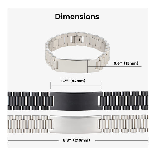 OMTech Medical Alert ID Bracelets, Stainless Steel Adjustable Wrist Straps for Men Women Kids