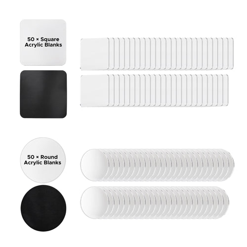 OMTech Customizable Acrylic Magnet Blanks for DIY Crafts, 100 Pack