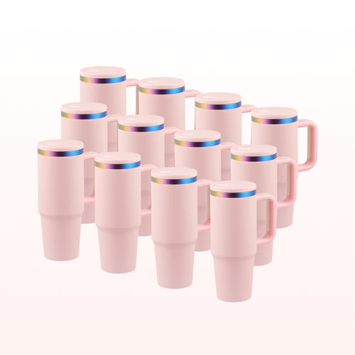 OMTech 40 oz. Tumblers with Handle & Lid, 12 Pack Tumbler Bulk with Double Wall Vacuum Insulation