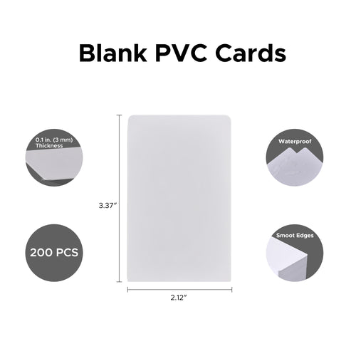 OMTech 200 Pack CR80 Blank PVC Cards for ID Badge Printing