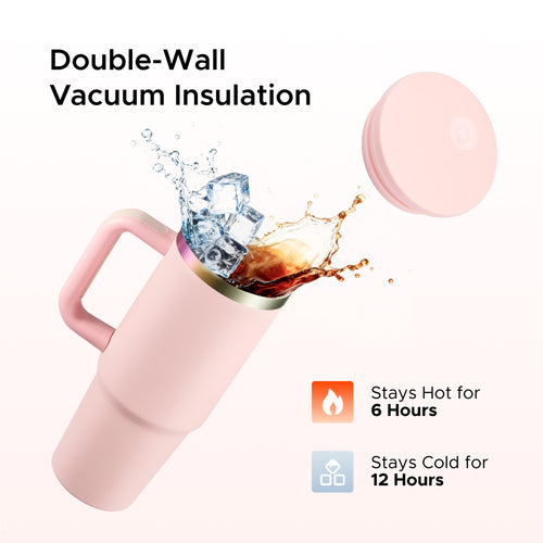 OMTech 40 oz. Tumblers with Handle & Lid, 12 Pack Tumbler Bulk with Double Wall Vacuum Insulation