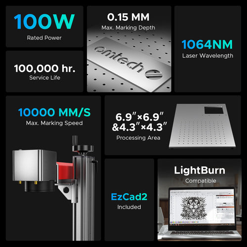 OMTech MOPA 100W Split Fiber Laser Engraving Machine with 6.9