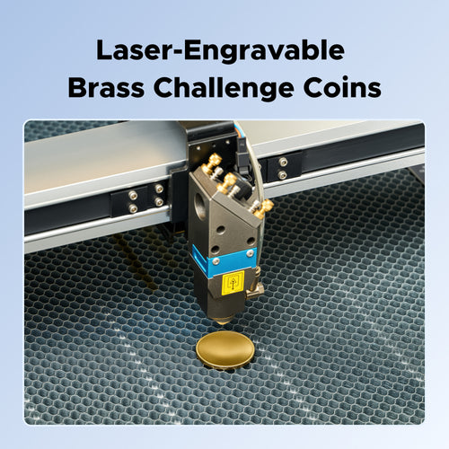OMTech Blank Brass Challenge Coins, 40 mm 20pc Custom Coin Set for Laser Engraving with 10 Brass & 10 Silver