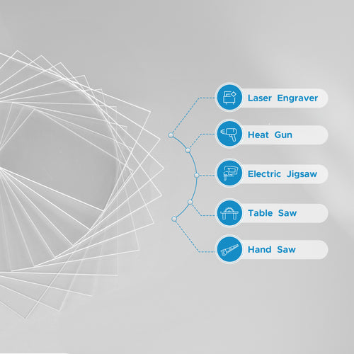 OMTech 10 Pack Clear Acrylic Sheets, 12x8 Inch Plexiglass Sheets for Laser Engraving & Cutting