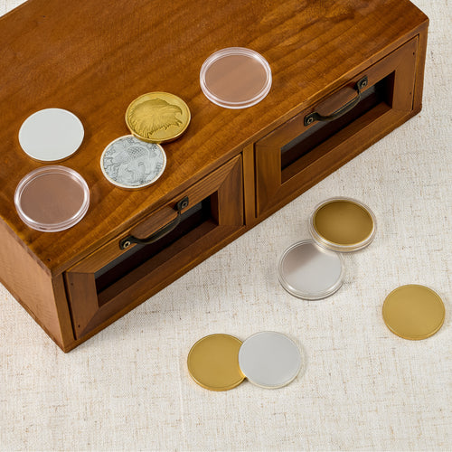 OMTech Blank Brass Challenge Coins, 40 mm 20pc Custom Coin Set for Laser Engraving with 10 Brass & 10 Silver