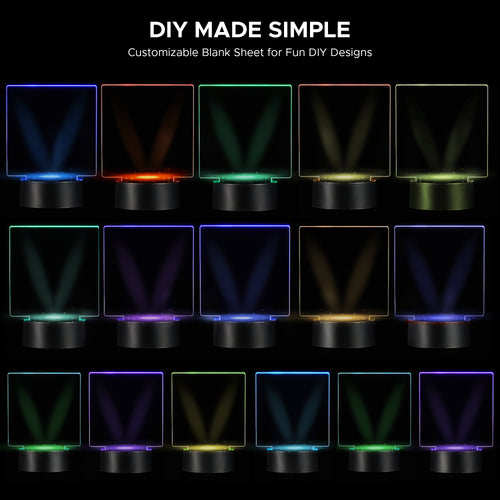 OMTech 12 Sets LED Light Base with Acrylic Blank Sheets, Acrylic LED Light Lamps with Remote Controls, USB Cables, 16 Colors, & 4 Modes