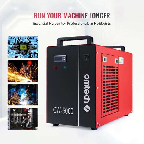 Pre-Owned OMTech CW-5000 Industrial Water Chiller for 50-100W CO2 Laser Engraving Machine