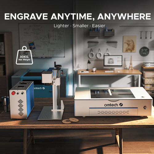 OMTech Galvo 20W Split Fiber Laser Engraver and Marker with 4.3