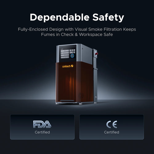 OMTech Solis Duo 50W Fiber & 40W Diode Dual Laser Engraver with Autofocus