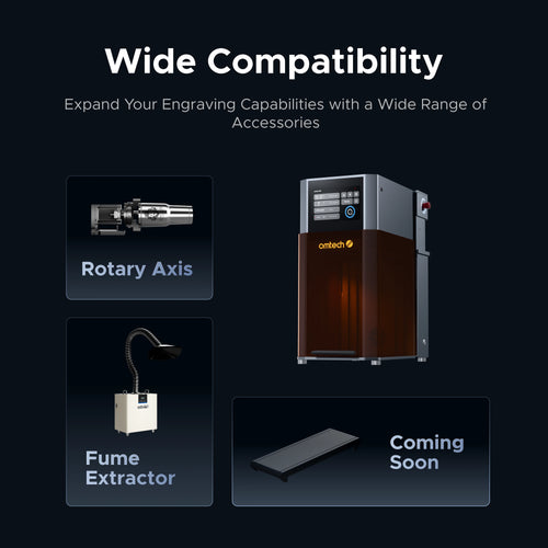 OMTech Solis Duo 50W Fiber & 40W Diode Dual Laser Engraver with Autofocus