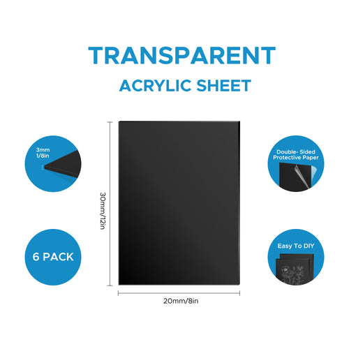 OMTech 6 Pack Colored Acrylic Sheets, 8