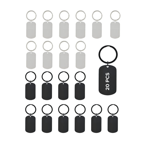 OMTech Dog Tag Necklace Set, Stainless Steel Necklaces with Chains for Laser Engraving