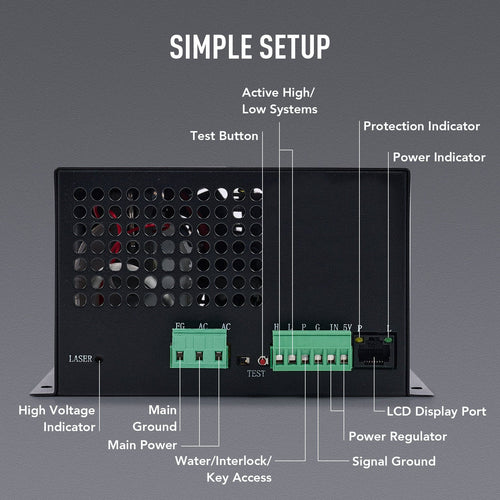 60W Power Supply with Real Time Display for CO2 Laser Engravers & Cutters