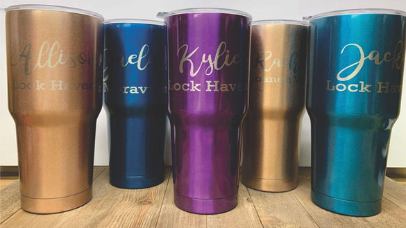Rotary Setup laser engraved tumblers