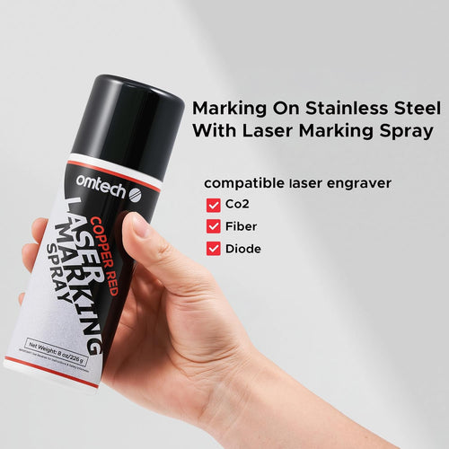 OMTech Laser Marking Spray for Stainless Steel — Black 13 oz or Copper Red 8 oz