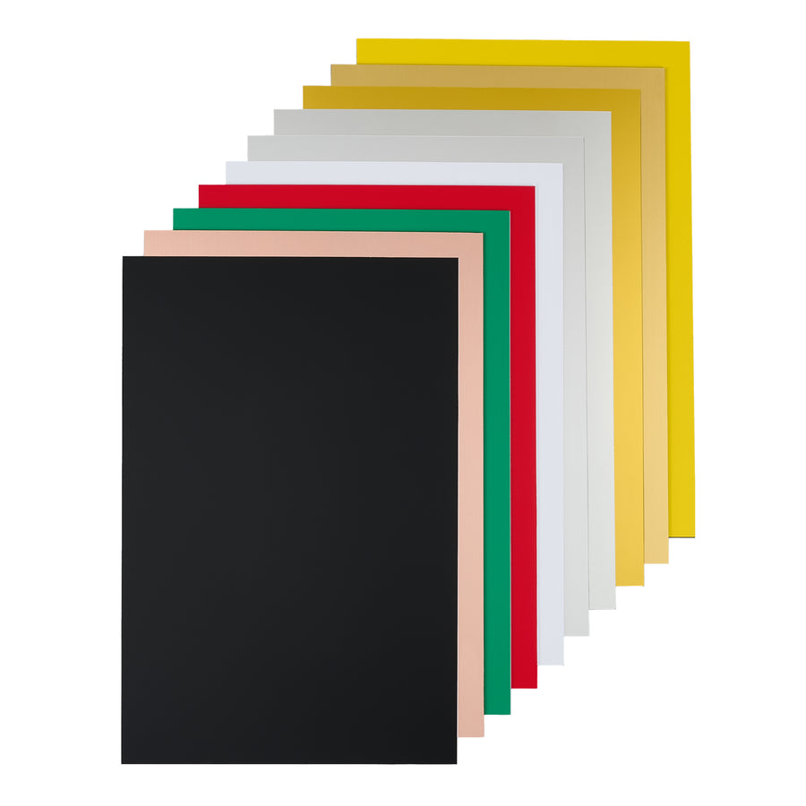 OMTech 10pc ABS Double Color Plastic Sheet Set, 11.8"x7.9"x0.1" Multi-Color ABS Plastic Blanks for Laser Engraving