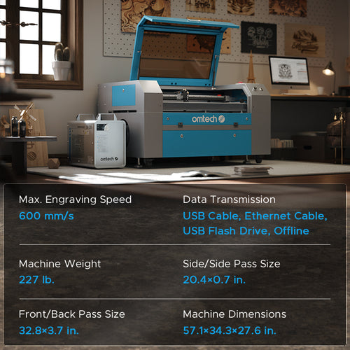 OMTech Maker MF2028-80 90W CO2 Laser Cutter and Engraver with 20