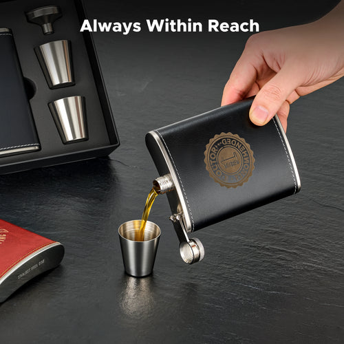 OMTech Hip Flasks for Liquor, Drinking Vessels for Whiskey Vodka Rum Gin More