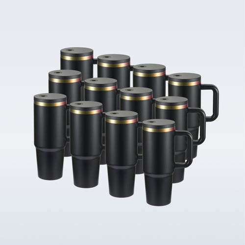 OMTech 30 oz. Tumblers with Handle & Lid, 12 Pack Tumbler Bulk with Double Wall Vacuum Insulation