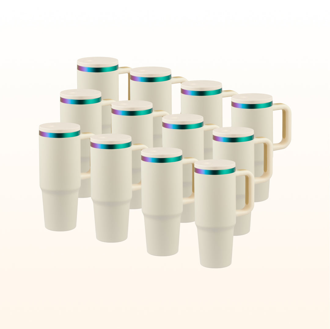OMTech 30 oz. Tumblers with Handle & Lid, 12 Pack Tumbler Bulk with Do