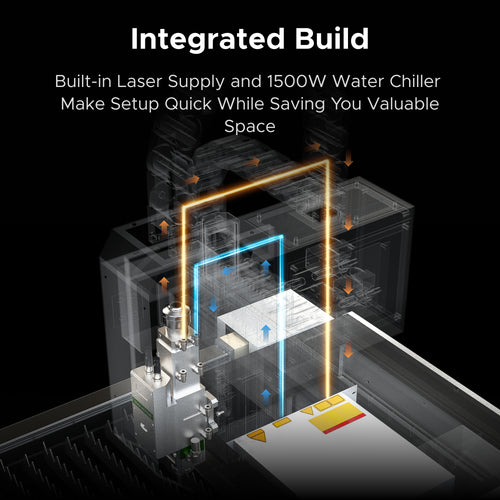 OMTech FC-22C 1500W Open Metal Laser Cutter Machine with Built-in Water Chiller & External Exhaust Fan