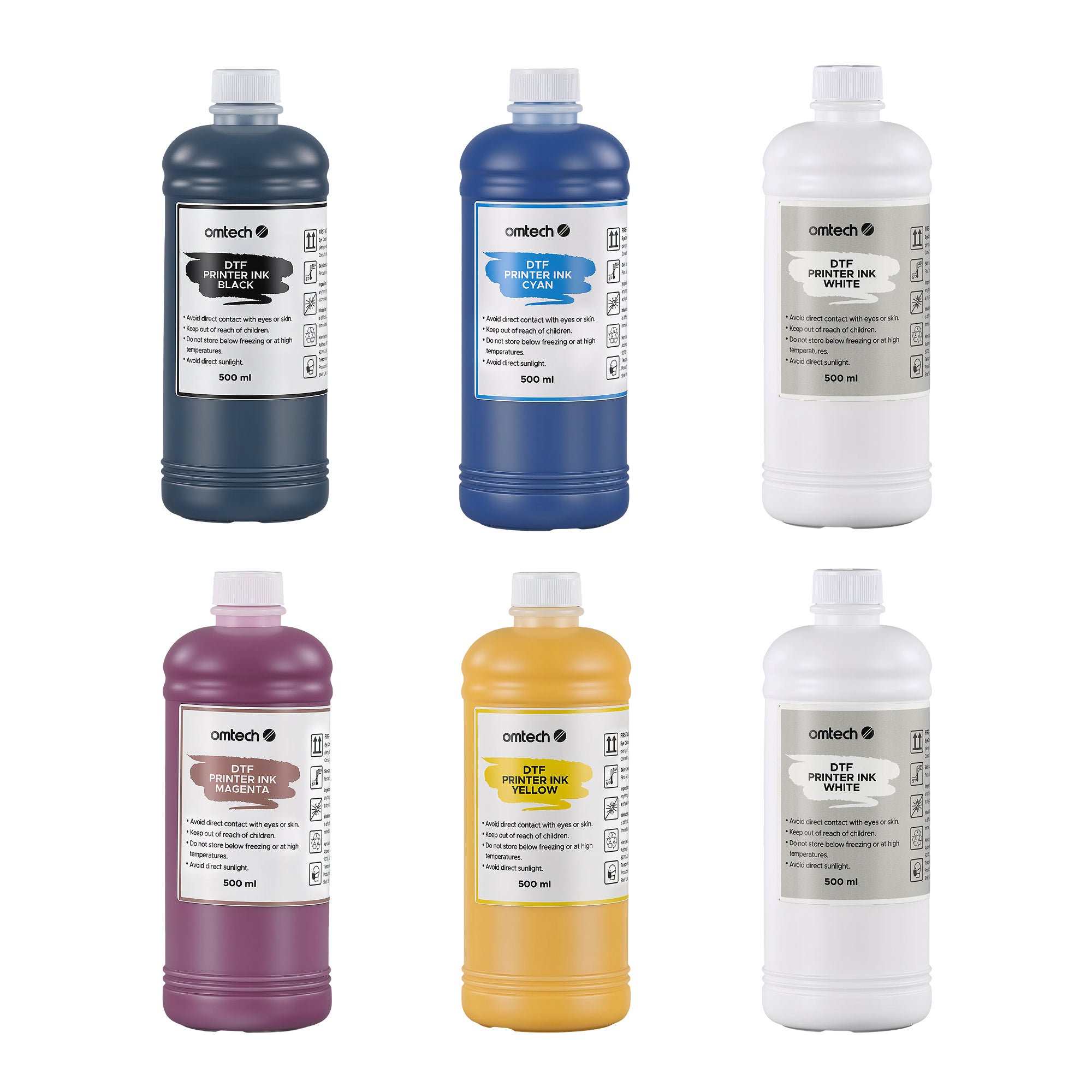 OMTech CMYKWW DTF Ink Bundle