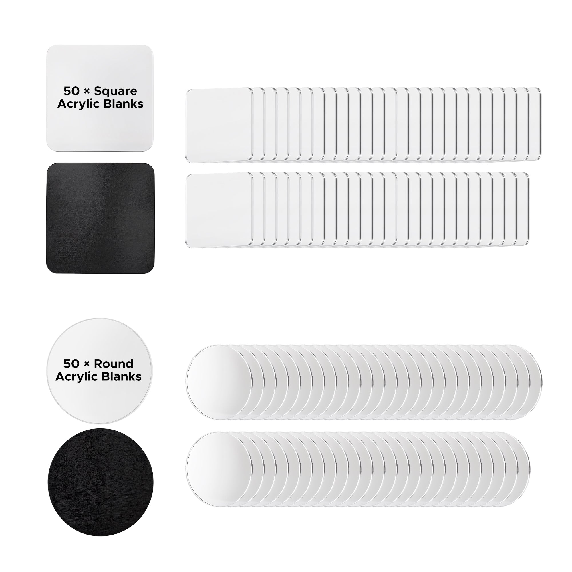 OMTech Customizable Acrylic Magnet Blanks for DIY Crafts, 100 Pack