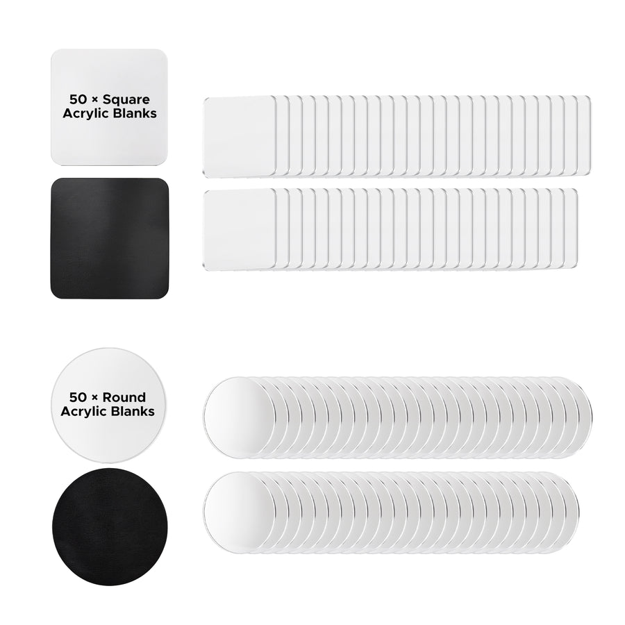 OMTech Customizable Acrylic Magnet Blanks for DIY Crafts, 100 Pack
