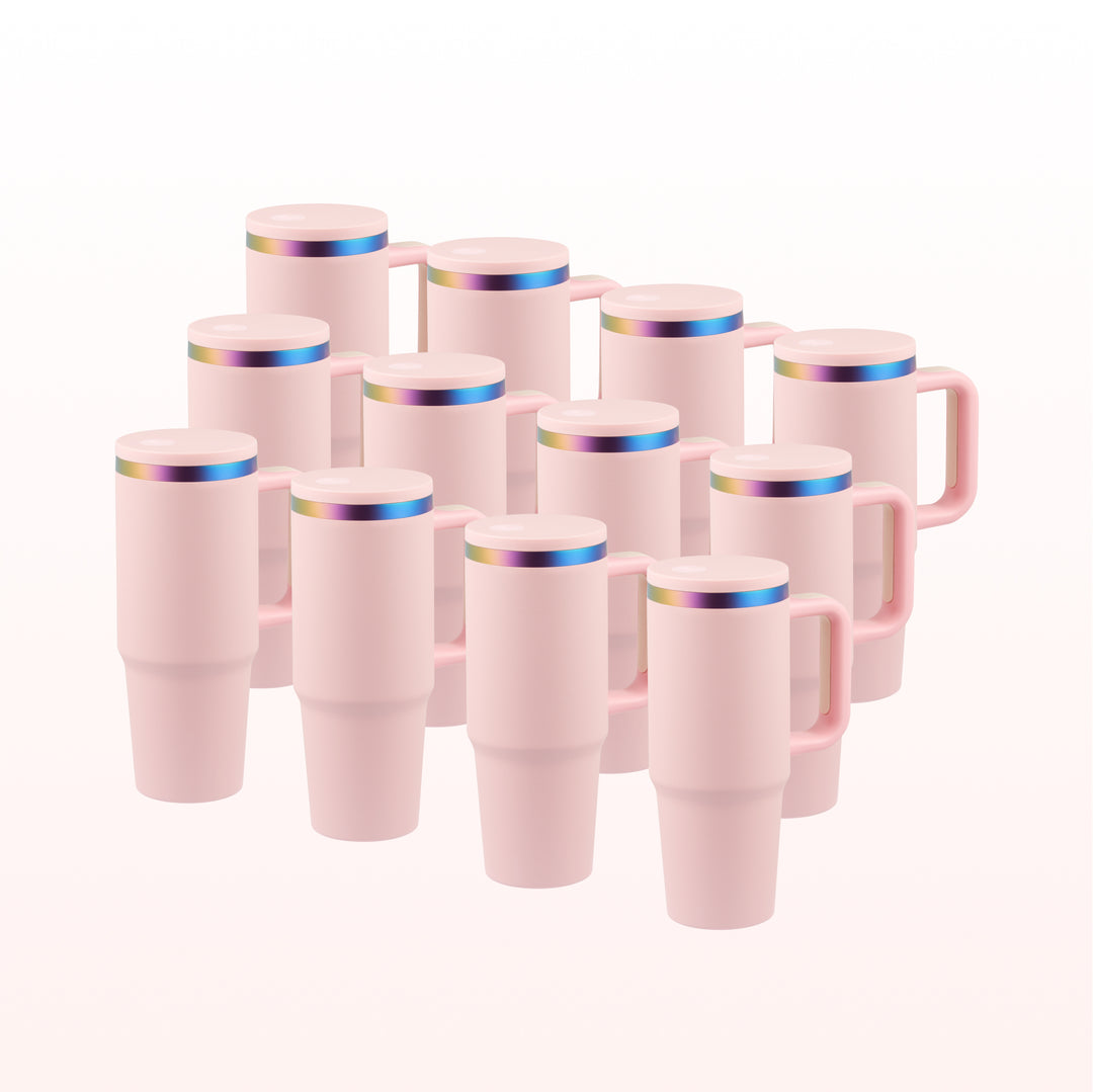 OMTech 40 oz. Tumblers with Handle & Lid, 12 Pack Tumbler Bulk with Do