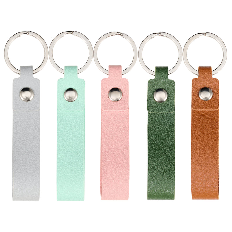 Keychain Fob Kit OMTech 50pc/100pc/200pc Leather Key Fob Kit, PU Leather Keychain Blank
