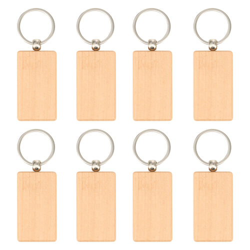 OMTech 30pc/50pcs/100pc Wooden Keychain Blanks, Unfinished Wooden Key Rings Key Tags for Laser Engraving Keychain Making DIY Craft Gift Accessories