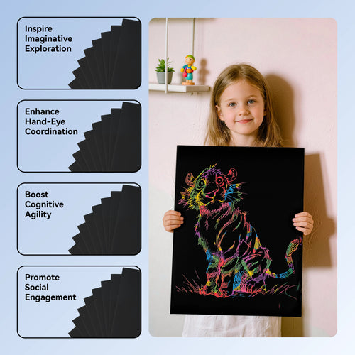 OMTech 100pc Rainbow Scratch Paper Set, 11