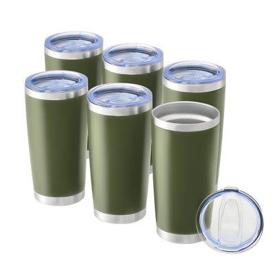 OMTech 20 oz Tumblers Bulk 6pc Stainless Steel Tumbler Set with Lid & Straw, Double Wall Vacuum Insulated Mug for Laser Engraver