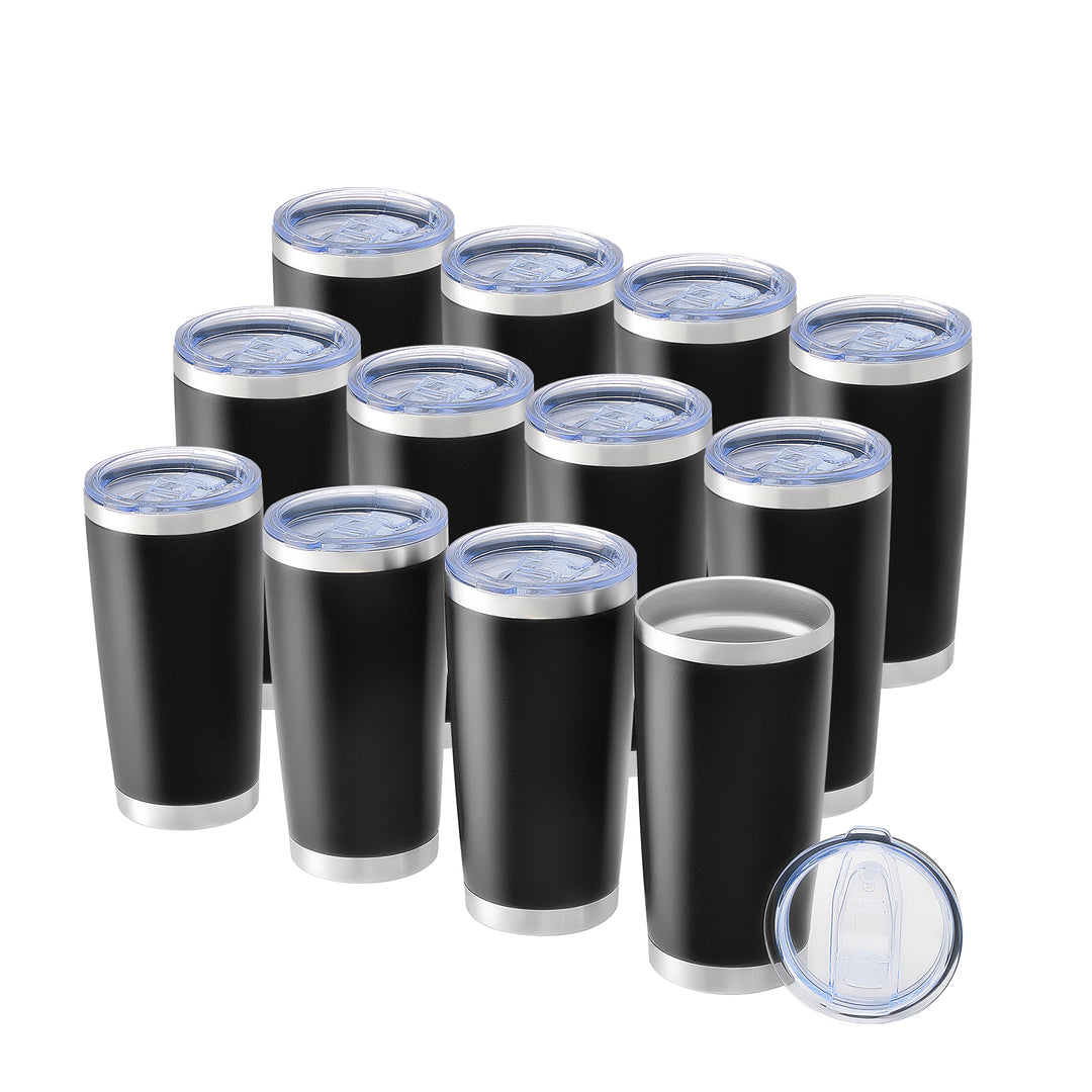 OMTech 20 oz Tumblers Bulk 12pc Stainless Steel Tumbler Set with Lid &