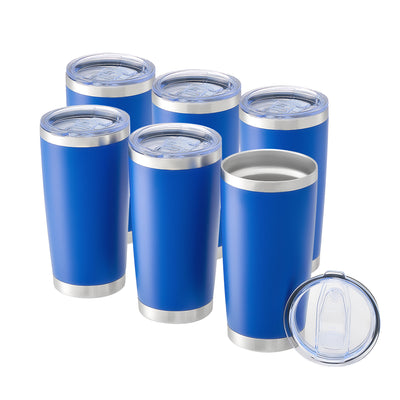 OMTech 20 oz Tumblers Bulk 6pc Stainless Steel Tumbler Set with Lid & Straw, Double Wall Vacuum Insulated Mug for Laser Engraver
