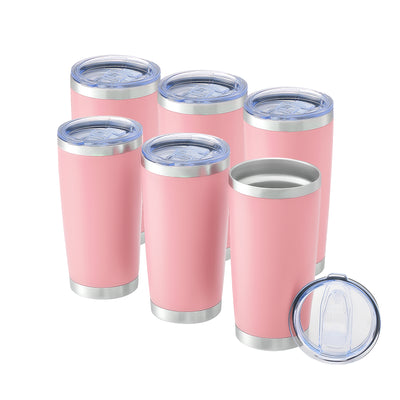 OMTech 20 oz Tumblers Bulk 6pc Stainless Steel Tumbler Set with Lid & Straw, Double Wall Vacuum Insulated Mug for Laser Engraver
