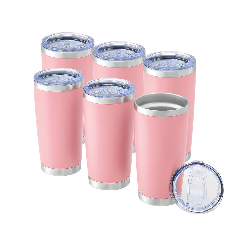 OMTech 20 oz Tumblers Bulk 6pc Stainless Steel Tumbler Set with Lid & Straw, Double Wall Vacuum Insulated Mug for Laser Engraver