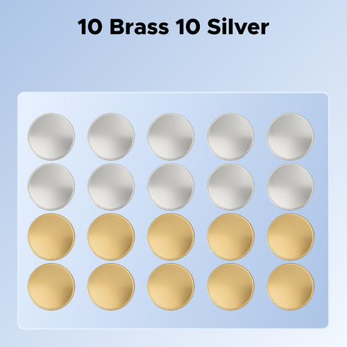 OMTech Blank Brass Challenge Coins, 40 mm 20pc Custom Coin Set for Laser Engraving with 10 Brass & 10 Silver