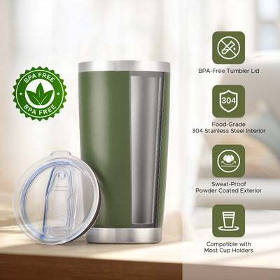 OMTech 20 oz Tumblers Bulk 6pc Stainless Steel Tumbler Set with Lid & Straw, Double Wall Vacuum Insulated Mug for Laser Engraver