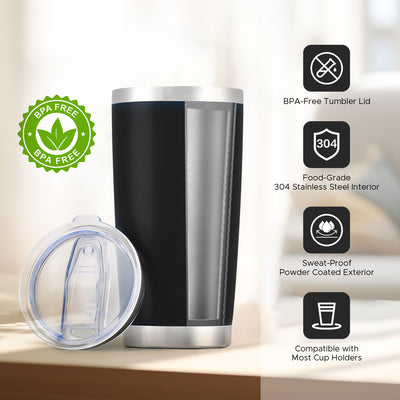 OMTech 20 oz Tumblers Bulk 1pc Stainless Steel Tumbler Set with Lid & Straw, Double Wall Vacuum Insulated Mug for Laser Engraver