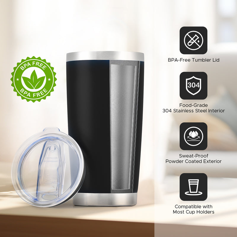 OMTech 20 oz Tumblers Bulk 1pc Stainless Steel Tumbler Set with Lid & Straw, Double Wall Vacuum Insulated Mug for Laser Engraver