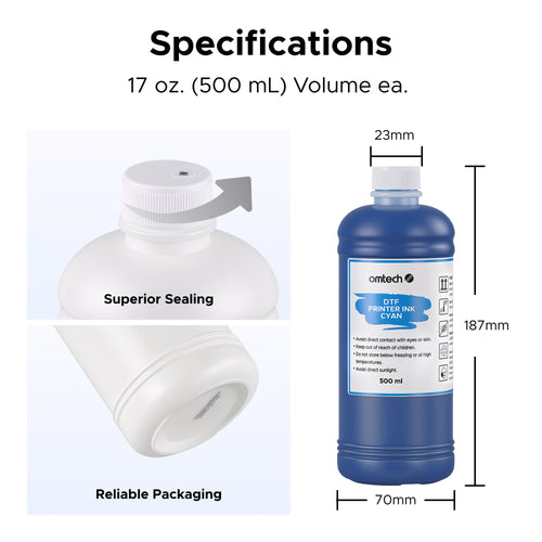 OMTech CMYKWW DTF Ink Bundle