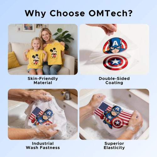 OMTech 15 x 328 ft DTF transfer film roll for direct-to-film printing