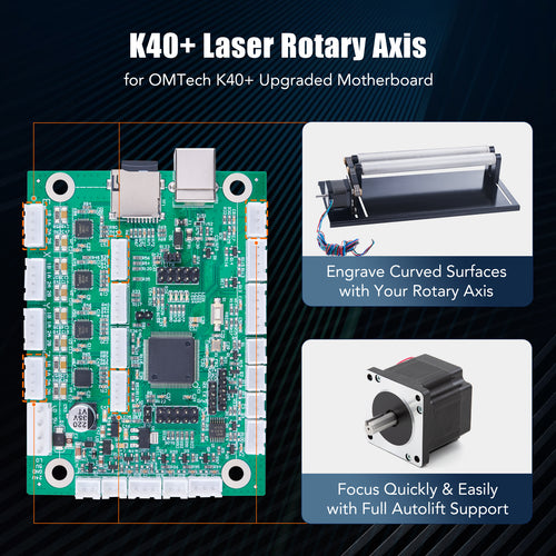 OMTech K40 Rotary Axis for K40+ CO₂ Laser Engravers
