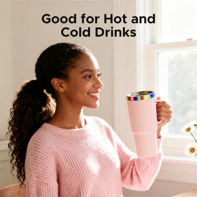 OMTech 40 oz. Tumblers with Handle & Lid, 12 Pack Tumbler Bulk with Double Wall Vacuum Insulation